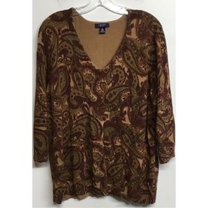 Ladies Plus Size 3X Chaps Lightweight Paisley Sweater